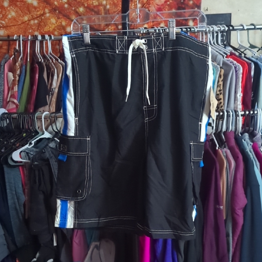 Black and Blue Men's Swim Trunks